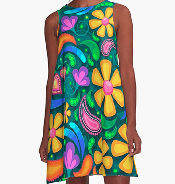 NEON DAISY A-LINE DRESS