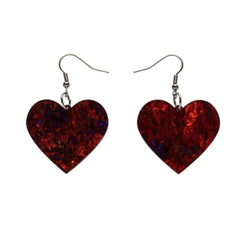 Red heart hot sale drop earrings